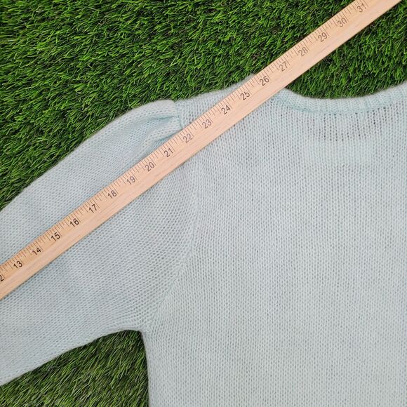 Vintage Flower Sweater Womens XS 16x25 Blue-Green - Picture 4 of 12